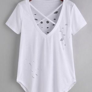 SHEIN Criss Cross Cut Our Tee
